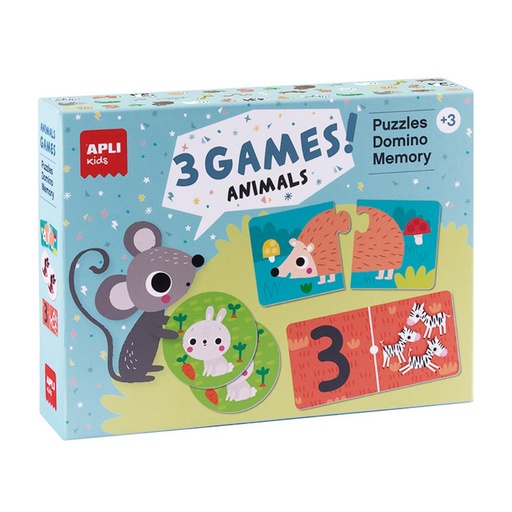 [710300] JUEGO APLI SET DE 3 JUEGOS ANIMALES PUZZLE 24 PIEZAS