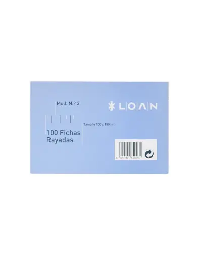 [180324] FICHAS LISAS LOAN 100 X 150 MM Nº 3