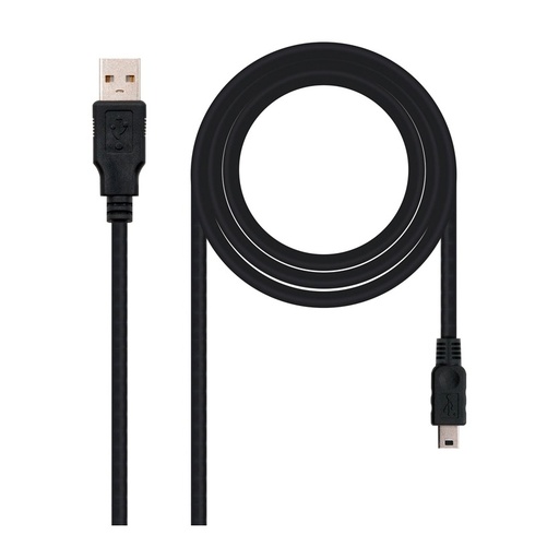 [870013] CABLE USB 2.0 NANOCABLE A MACHO ↔ MINI-USB 5 PINES MACHO · 0,5 M · NEGRO