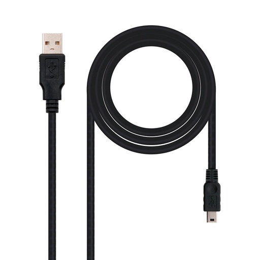 [870013] CABLE USB 2.0 NANOCABLE A MACHO ↔ MINI-USB 5 PINES MACHO · 0,5 M · NEGRO