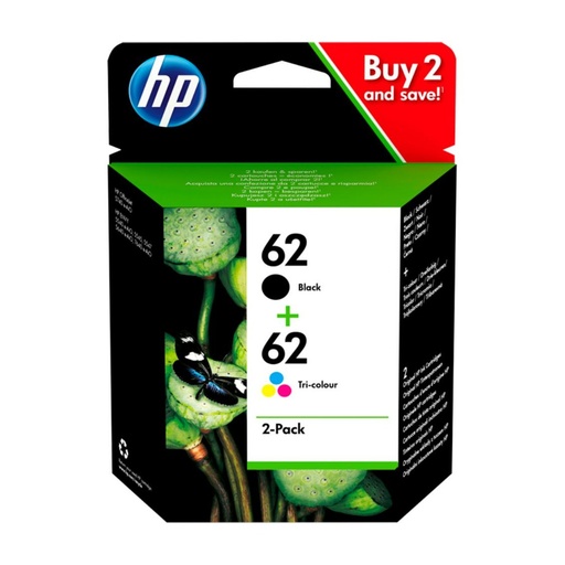 [165126] HP ENVY 5604, Nº62 PACK 2 CARTUCHOS NEGRO/TRICOLOR