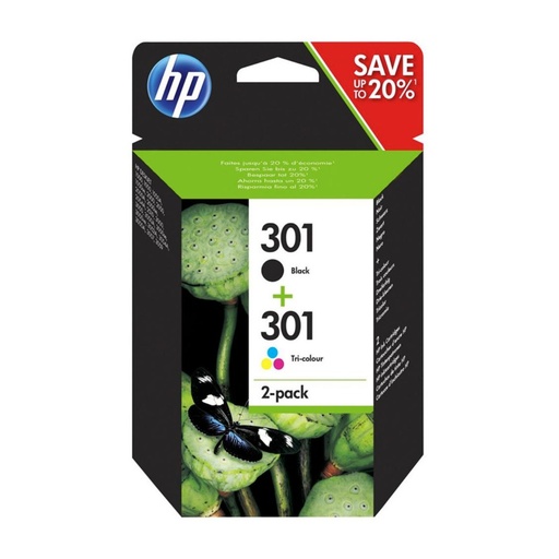 [165684] HP Nº301 PACK 2 CARTUCHOS (NEGRO/TRICOLOR)