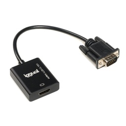 ADAPTADOR VGA(M) A HDMI(H) + AUDIO + MICROUSB IGGUAL 
