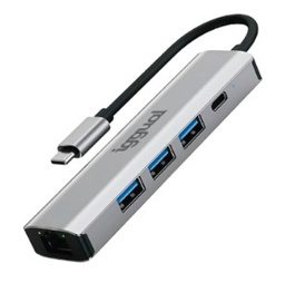 HUB USBC A 5 PUERTOS 3×USBA 1XRJ45 1XUSBC IGGUAL