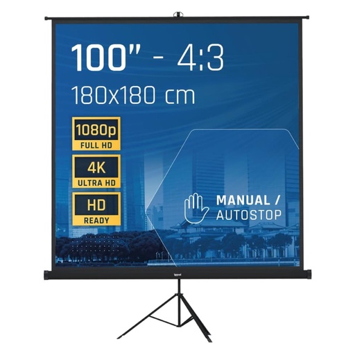 [800318] PANTALLA 100" 180X180 CM CON TRÍPODE + BOLSA IGGUAL 