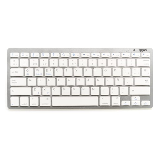[800290] TECLADO IGGUAL  BLUETOOTH SLIM TKL-BT PLATA 2 CANALES