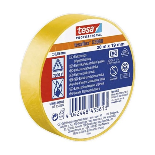 [069984] CINTA AISLANTE TESA PROFESSIONAL AMARILLO 19MM×20M 150 µm 