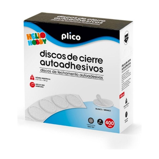 [068877] DISCO BLANCO 20MM DE CIERRE PLICO VELCRO AUTOADHESIVO CJ. 400 UDS