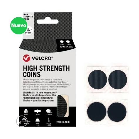 [825450] VELCRO CIERRE EXTRA FUERTE ADHESIVO EN CÍRCULOS Ø45MM