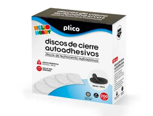 [825839] DISCO NEGRO 20MM DE CIERRE PLICO VELCRO AUTOADHESIVO CAJA 200UDS