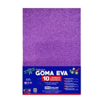 [825412] HOJAS DE GOMA EVA CON PURPURINA UNICOLOR MORADO 40x60CM