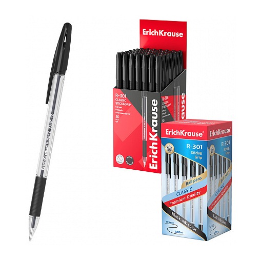 [080931] BOLÍGRAFO ERICHKRAUSE R-301 STICK&GRIP 1.0 NEGRO 