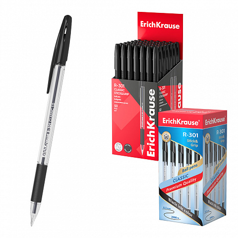 [080931] BOLÍGRAFO ERICHKRAUSE R-301 STICK&GRIP 1.0 NEGRO 