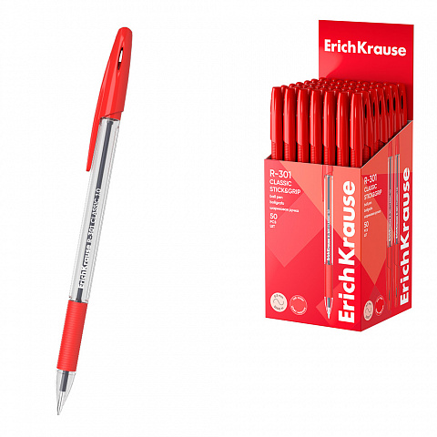 [080932] BOLÍGRAFO ERICHKRAUSE R-301 STICK&GRIP 1.0 ROJO