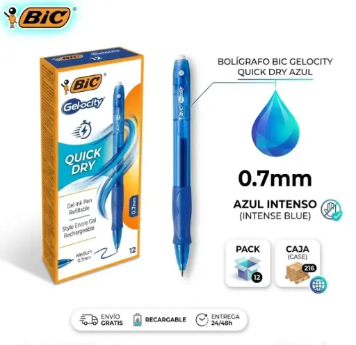 [081392] BOLÍGRAFO BIC GELOCITY QUICK DRY AZUL