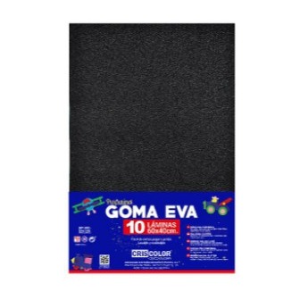 [825137] HOJAS DE GOMA EVA CON PURPURINA UNICOLOR NEGRO 40x60CM