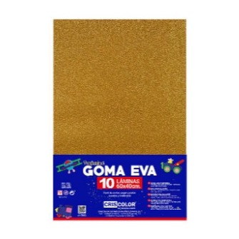 [825391] HOJAS DE GOMA EVA CON PURPURINA UNICOLOR ORO 40x60CM