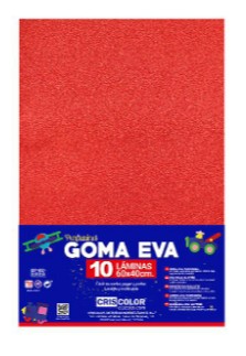 [825388] HOJAS DE GOMA EVA CON PURPURINA UNICOLOR ROJO 40x60CM