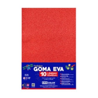 [825388] HOJAS DE GOMA EVA CON PURPURINA UNICOLOR ROJO 40x60CM