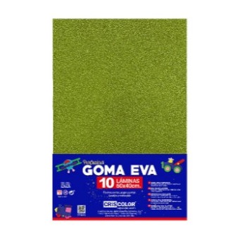 [825413] HOJAS DE GOMA EVA CON PURPURINA UNICOLOR VERDE CLARO 40x60CM