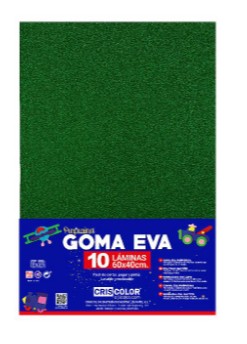 [825389] HOJAS DE GOMA EVA CON PURPURINA UNICOLOR VERDE OSCURO 40x60