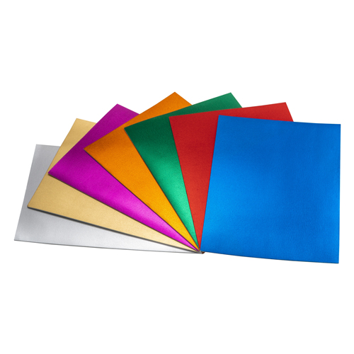 [825395] HOJAS DE GOMA EVA METALIZADA 40x60 5 COLORES SURTIDOS