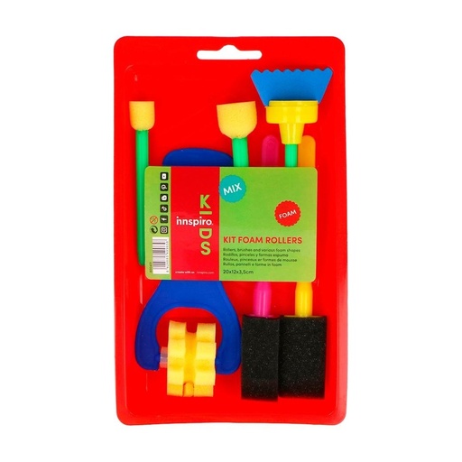 [825245] KIT DE PINTURA INFANTIL CON RODILLOS PINCELES Y FORMAS DE ESPUMA