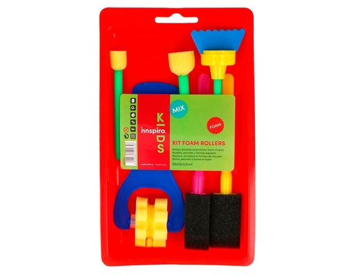 [825245] KIT DE PINTURA INFANTIL CON RODILLOS PINCELES Y FORMAS DE ESPUMA