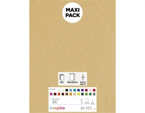 [825158] LAMINA FIELTRO ACRÍLICO BEIGE 30x45 CM 160 g/m² PACK 10 UNIDADES INNSPIRO