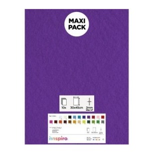 [650381] LAMINA FIELTRO ACRÍLICO LILA 30x45 CM 160 g/m² PACK 10 UNIDADES INNSPIRO