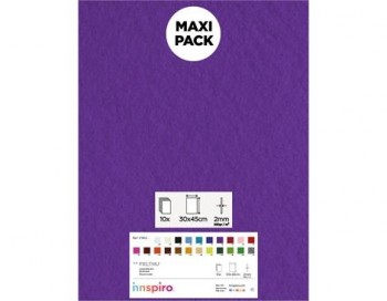 [650381] LAMINA FIELTRO ACRÍLICO LILA 30x45 CM 160 g/m² PACK 10 UNIDADES INNSPIRO