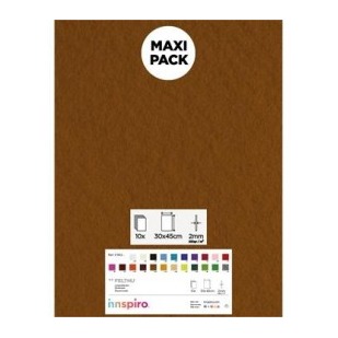 [650385] LAMINA FIELTRO ACRÍLICO MARRON 30x45 CM 160 g/m² PACK 10 UNIDADES INNSPIRO