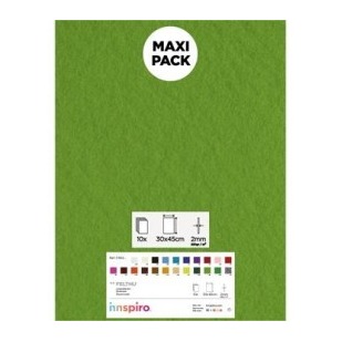 [650386] LAMINA FIELTRO ACRÍLICO VERDE CITRICO 30x45 CM 160 g/m² PACK 10 UNIDADES INNSPIRO