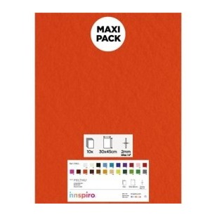 [650389] LAMINA FIELTRO ACRÍLICO ZANAHORIA 30x45 CM 160 g/m² PACK 10 UNIDADES INNSPIRO