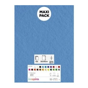 [650379] LAMINA FIELTRO ACRÍLICO AZUL NAUTICO 30x45 CM 160 g/m² PACK 10 UNIDADES INNSPIRO