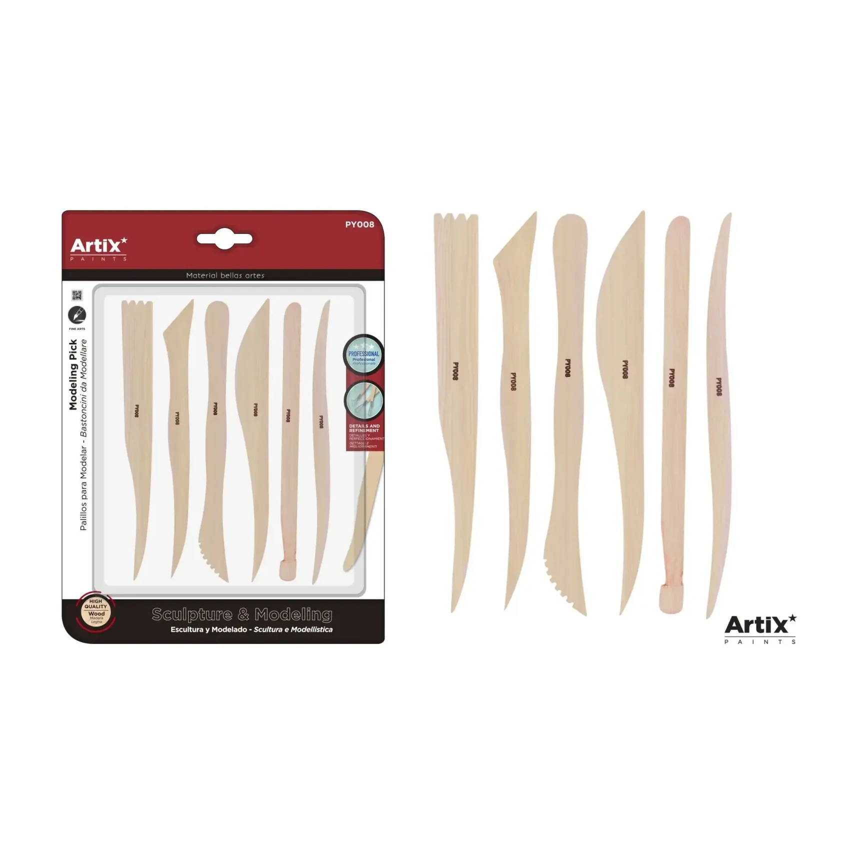 [650480] INSTRUMENTOS DE MODELAR 6 UDS MADERA
