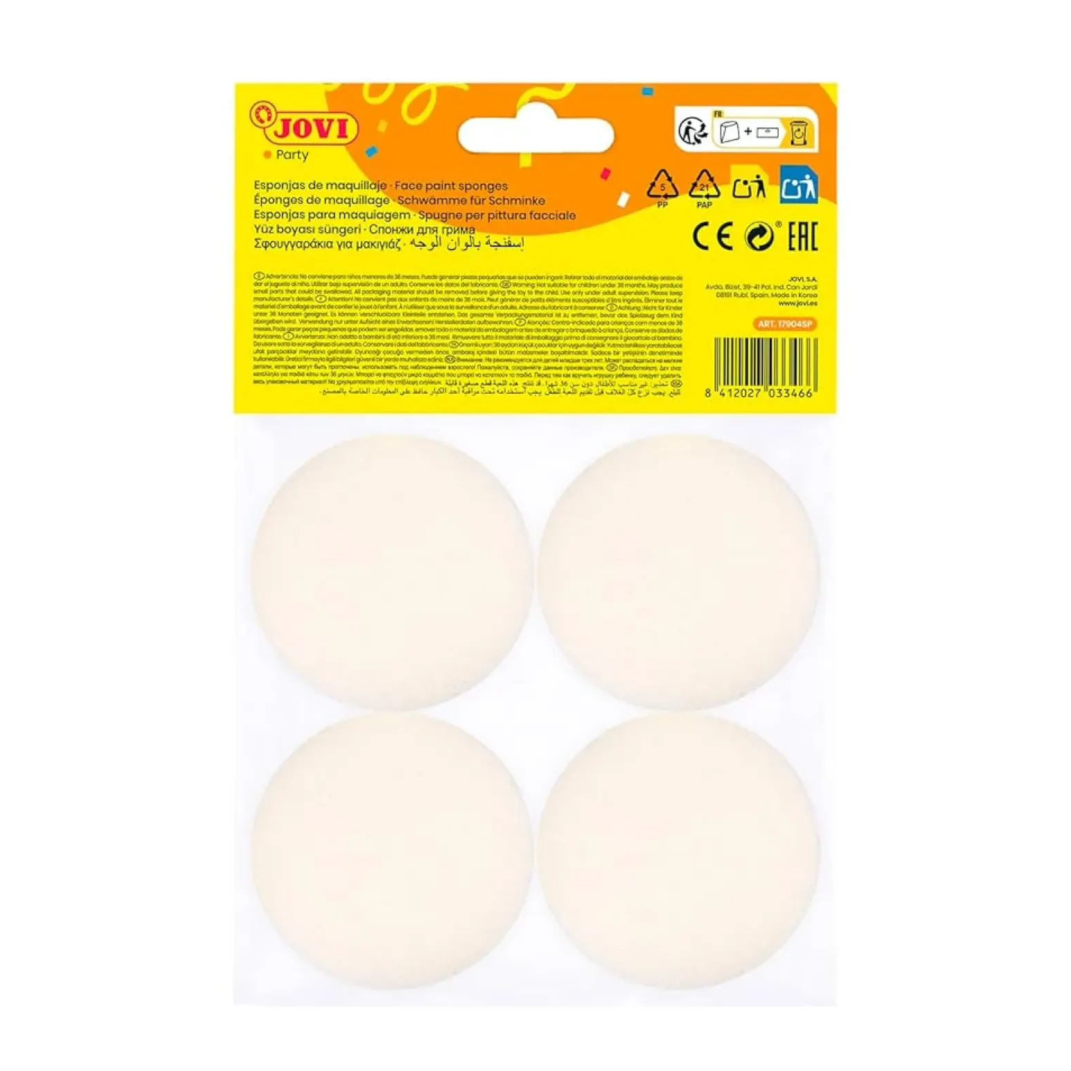 [649384] MAQUILLAJE SET DE ESPONJAS DE MAQUILLAJE FACIAL PACK 4 UNIDADES JOVI