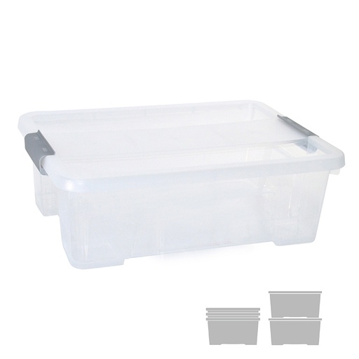 [208026] CAJA DE ALMACENAJE CON TAPA 10L TRANSPARENTE 