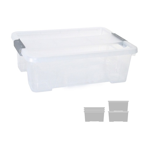 [208026] CAJA DE ALMACENAJE CON TAPA 10L TRANSPARENTE 