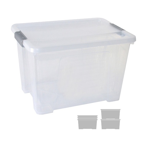 [208027] CAJA DE ALMACENAJE CON TAPA 20L TRANSPARENTE