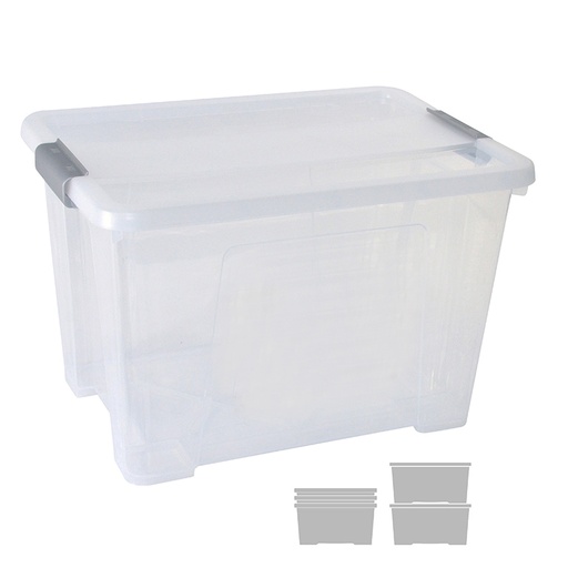 [208027] CAJA DE ALMACENAJE CON TAPA 20L TRANSPARENTE