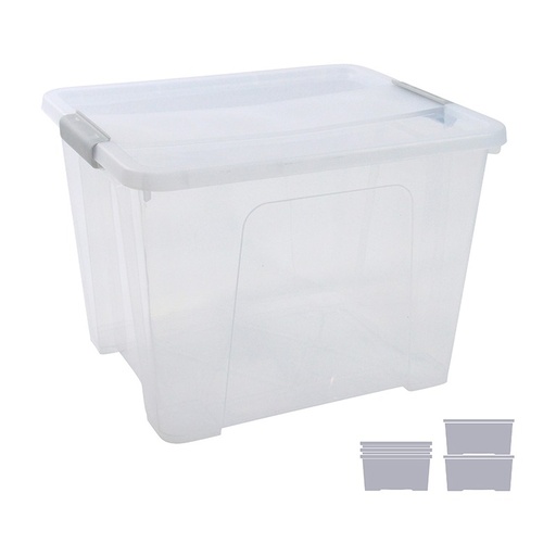 [208028] CAJA DE ALMACENAJE CON TAPA 30L TRANSPARENTE