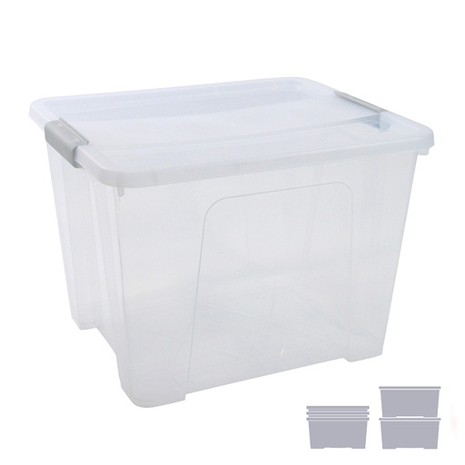 [208028] CAJA DE ALMACENAJE CON TAPA 30L TRANSPARENTE