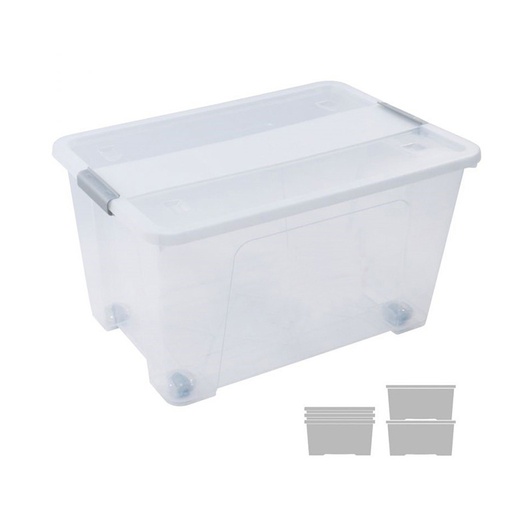 [208025] CAJA DE ALMACENAJE CON TAPA 52L TRANSPARENTE