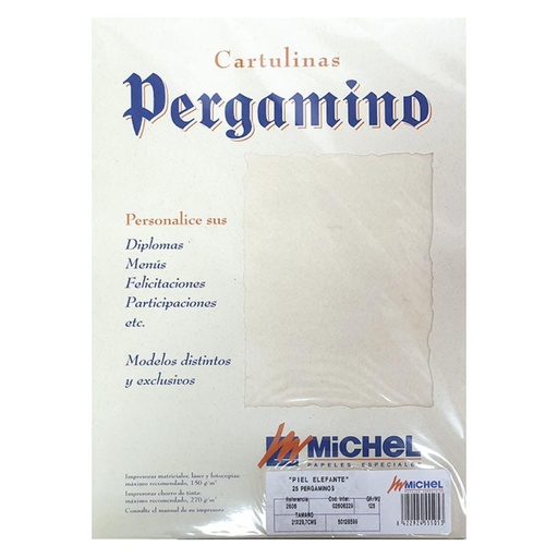[002913] PAPEL PERGAMINO DIN A4 TROQUELADO 125 g/m² – PIEL DE ELEFANTE COLOR HUESO – PACK 25 HOJAS