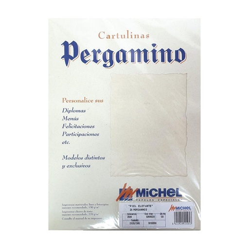 [002913] PAPEL PERGAMINO DIN A4 TROQUELADO 125 g/m² PIEL DE ELEFANTE COLOR HUESO PACK 25 HOJAS