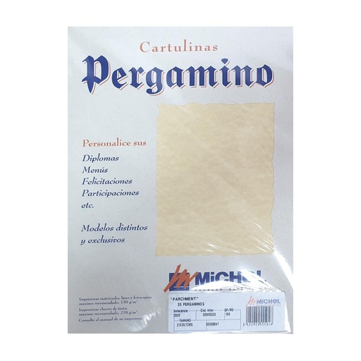 [002916] PAPEL PERGAMINO DIN A4 TROQUELADO 150 g/m² COLOR PARCHMENT OCRE PACK 25 HOJAS