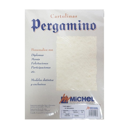 [002917] PAPEL PERGAMINO DIN A4 TROQUELADO 150 g/m² COLOR PARCHMENT TOPACIO PACK 25 HOJAS
