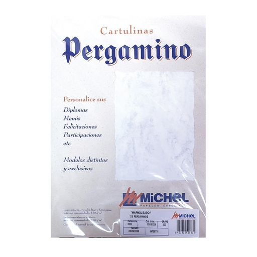 [002918] PAPEL PERGAMINO DIN A4 TROQUELADO 200 g/m² COLOR MARMOLEADO GRIS PACK 25 HOJAS