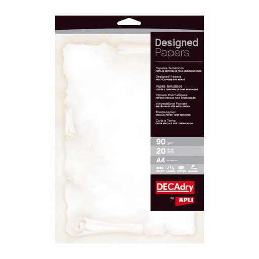 [002089] PAPEL A4 TEMÁTICO PERGAMINO 90GR 20 HOJAS